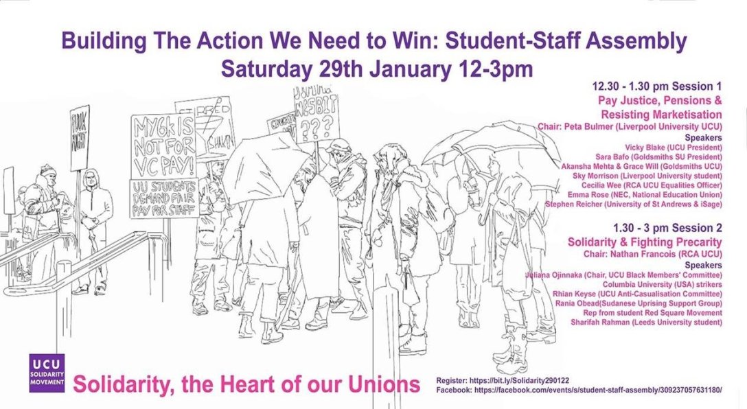 Image shows poster for Student Staff Assembly, including sessions and speakers