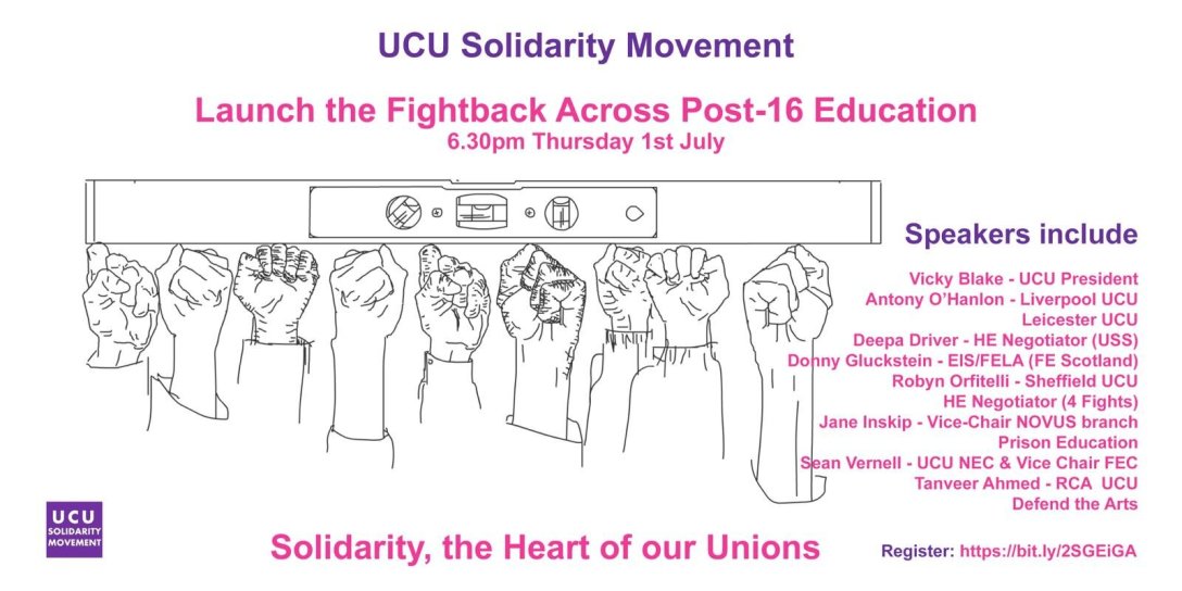 Image shows a line drawing of raised fists, and details of the event