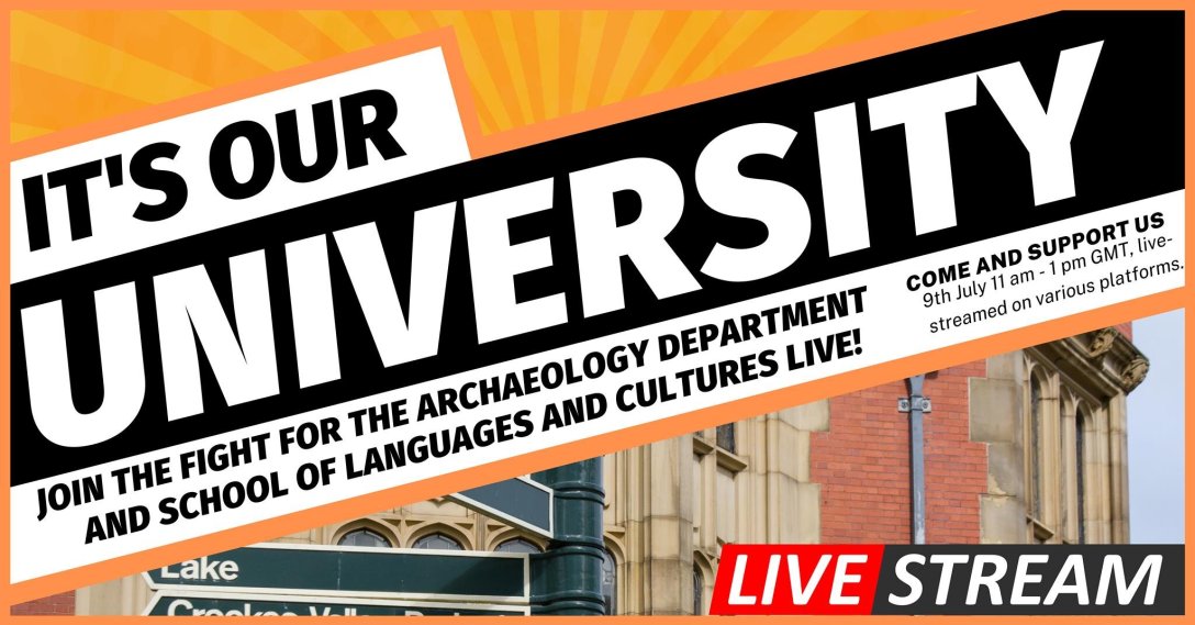 Image shows rally poster and slogan “It’s Our University”